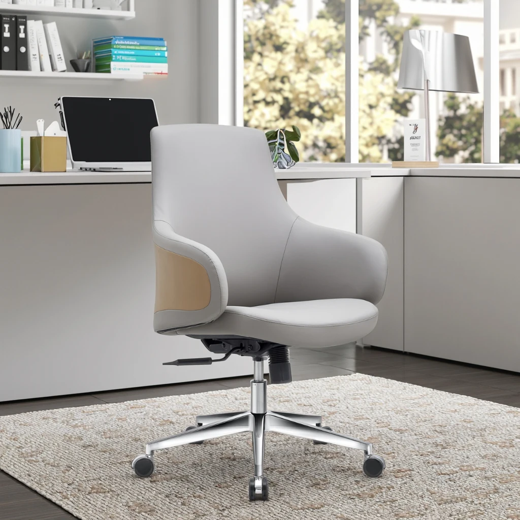 Adjustable Posture Modern Leather Lift Chair Breathable Surface 3-Position Lock Ergonomic Executive Workstation Seating 6