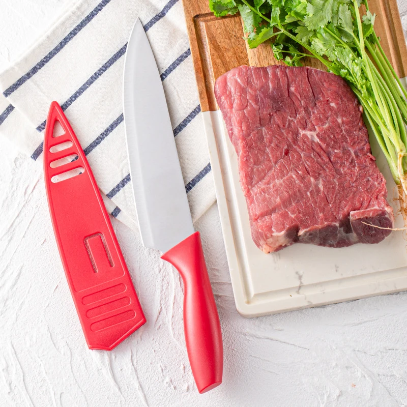 Razor Sharp High Carbon Stainless Steel Knives with Ergonomic Plastic Handles Kitchen Chef Knife Set & Steak Knives Set