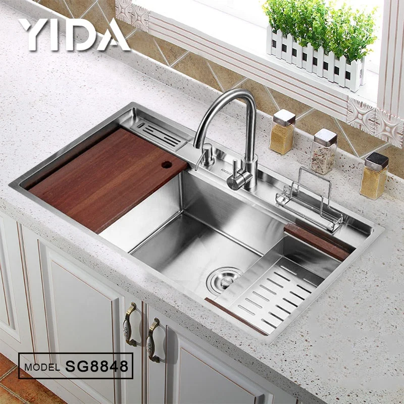 
Кухонная утварь 2020, полированная нержавеющая сталь 304, кухонная раковина с одной чашей, кухонная раковина ручной работы 