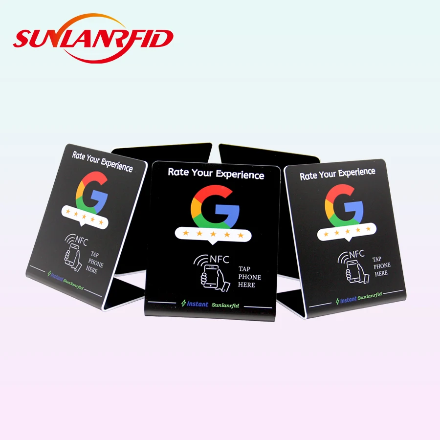 SUNLANRFID nfc google review stand 215 pvc google review gift nfc stand rfid card nfc review stand