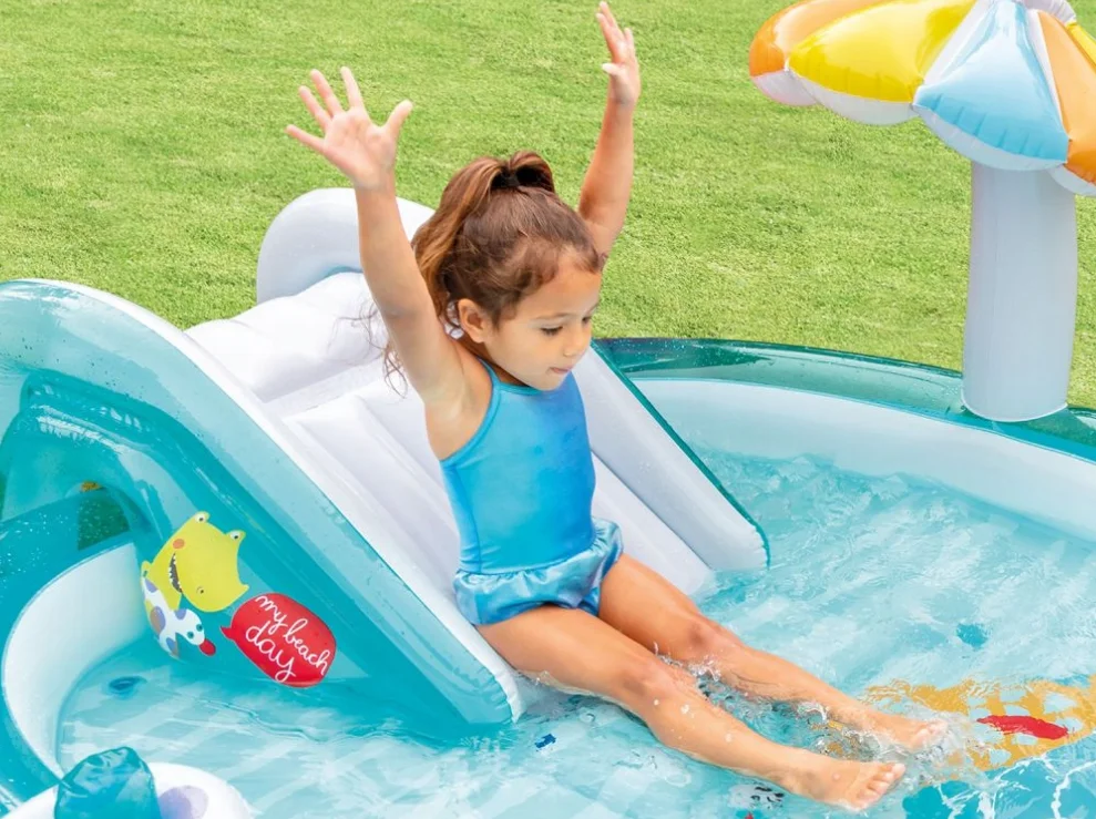 Childrens Activity Water Play Centre Paddling Pool Slide Spray Intex 