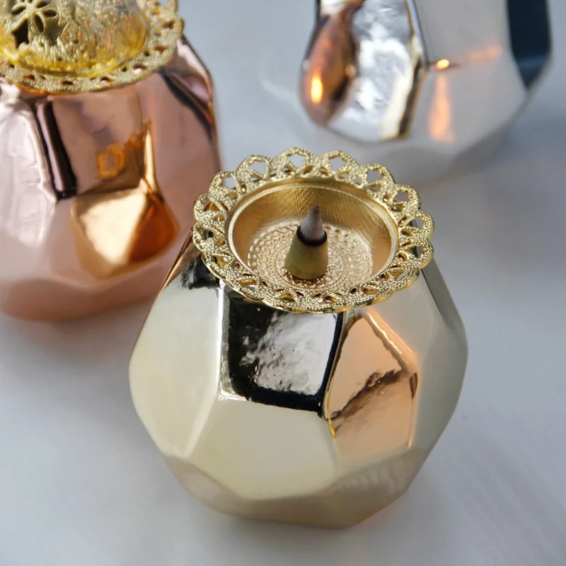 Middle Eastern Arabian Creative Diamond Gold-plated Decorative Ceramic Censer burner