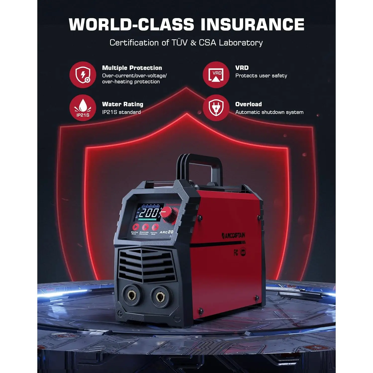 Premium 200A ARC/Lift TIG Welding Machine 110V/220V IGBT Inverter Synergic Control Stick Welder Large LED Display for Steel - Image 6