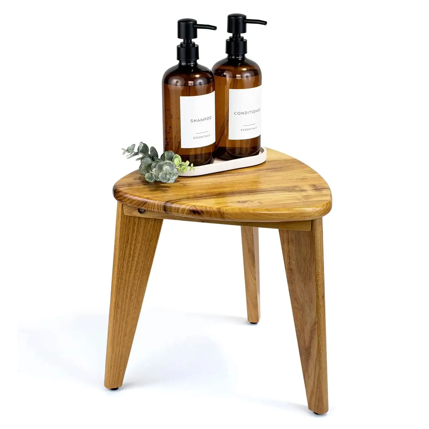 Acacia/Teak/Bamboo wood Corner Shower Bench Spa Stool Foot Rest Shaving