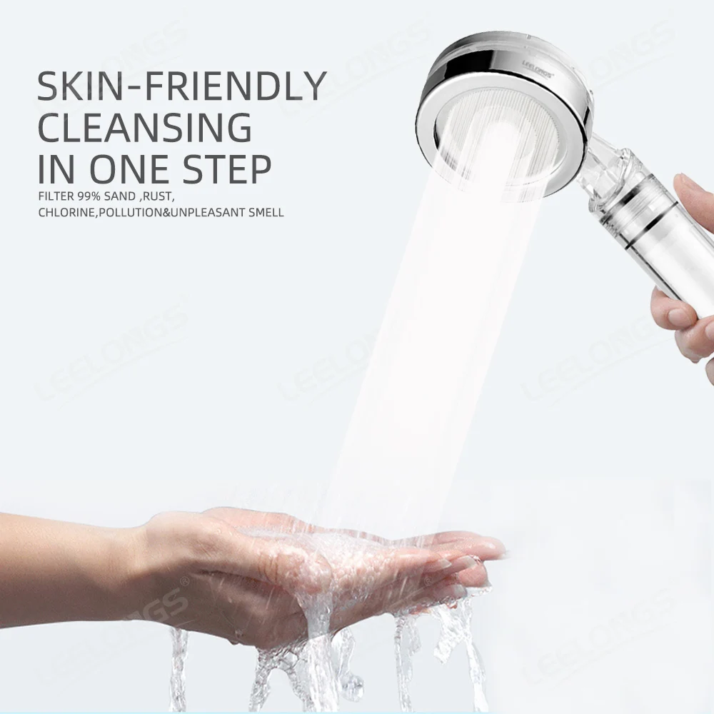 Clean Wash Bathroom ABS Plastic High Pressure Hand Shower Transparent Color Shower Head with PP Cotton Ionic Filter