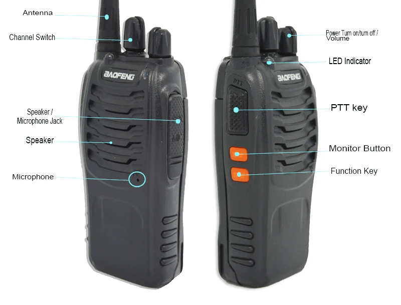 Long Range Baofeng 888s Comunicador 3 Km Walkie Talkie Uhf Vhf Handheld