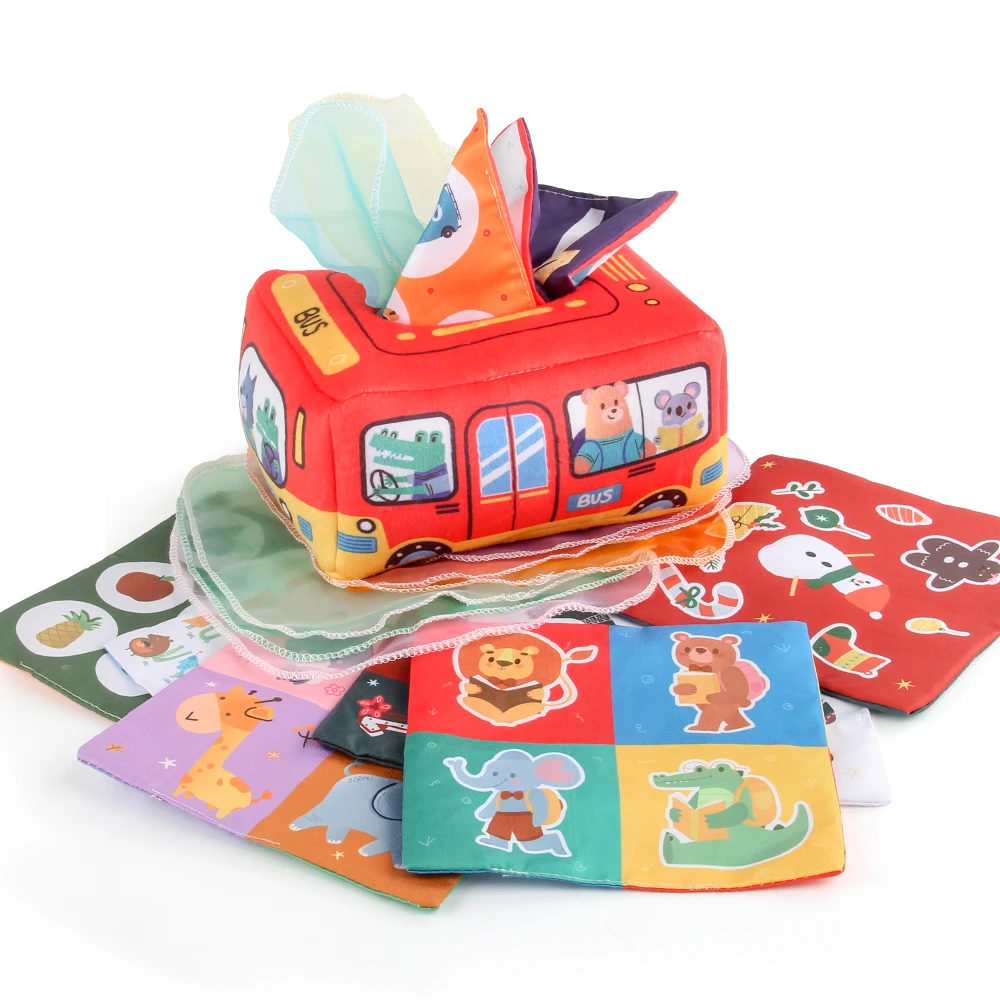 Magic Tissue Box Sensory Busy Pull Along Toddler Baby Tissue Box Toy Sensory Toddles Cloth Books  Toy Busy Box