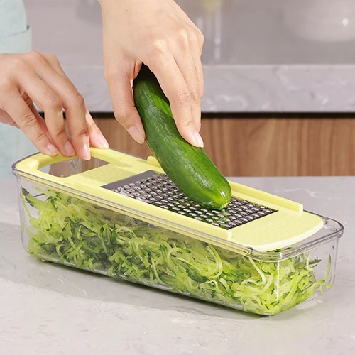 Kitchen Essentials 5 Blade Multi Function Vegetable Onion Slicer Set with Container Tomato Potato Shredder Cheese Grater Slicer