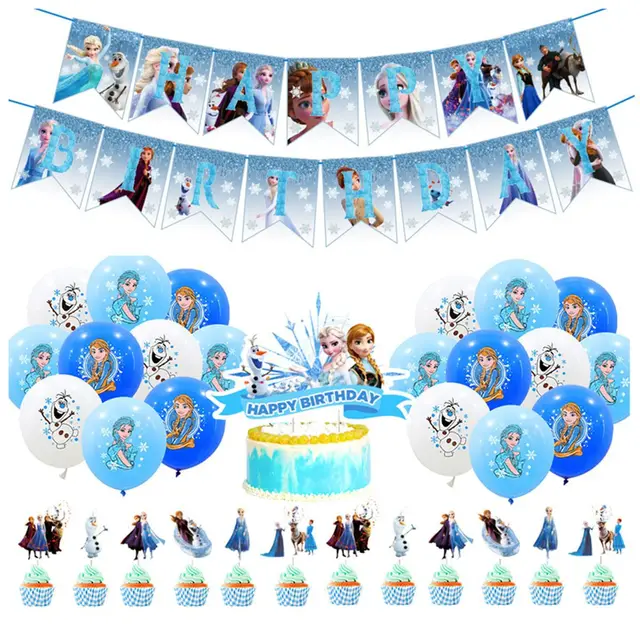 Cartoon theme birthday party supplies,include banner cake toppers balloons , balloon set birthday party decorations