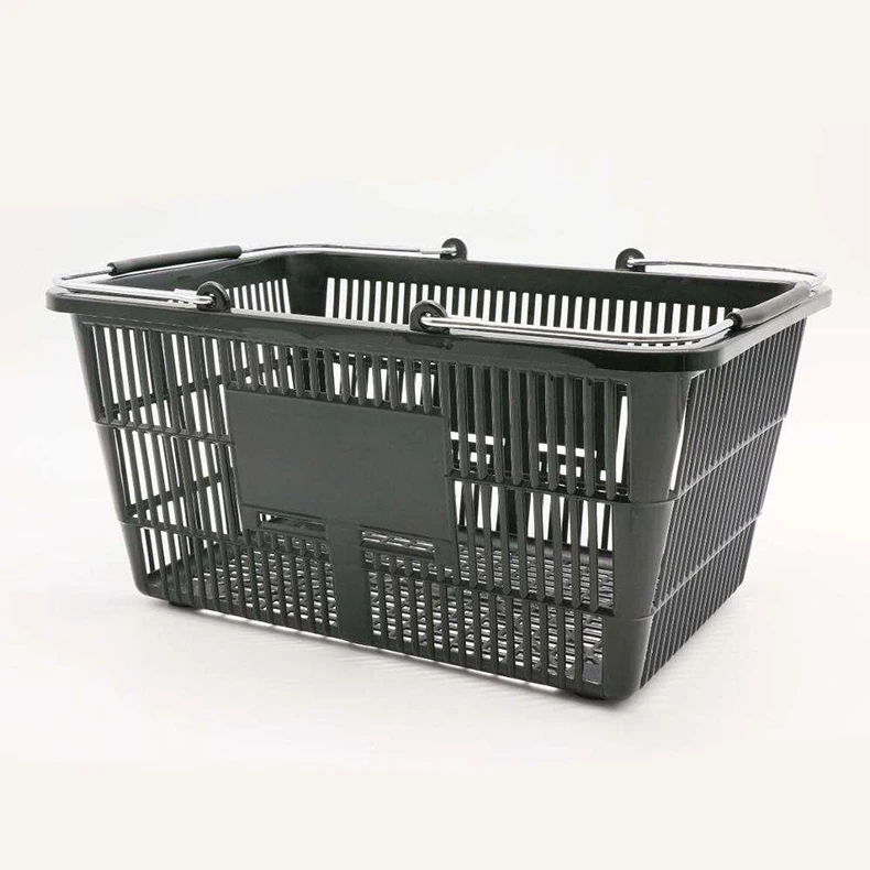 17L Red Color Plastic Supermarket Hand Basket with Two Handles Quality Shopping Baskets Mesh Style Plastic Rolling Basket supplier