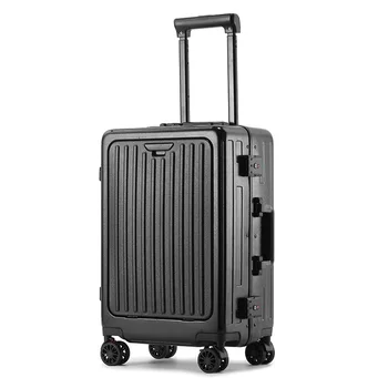 New Factory Price Front Opening Laptop Luggage USB Aluminum Frame Trolley Luggage Travel Luggage Bag
