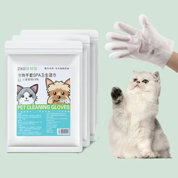 Custom OEM Pet Grooming Gloves Wipes Dog Cat Cleaning Wet Gloves Wipes for Daily Care and Traveling