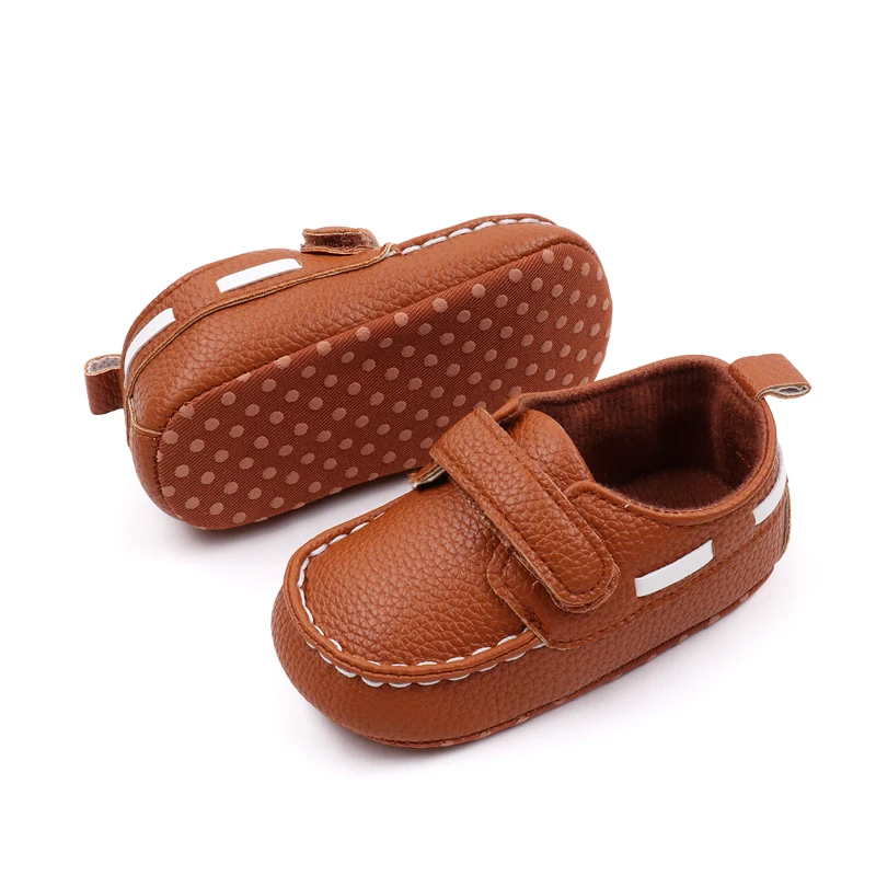 Spring and Autumn Solid Color Leather with Soft Bottom  Baby Toddler Shoes for Boys and Girls factory