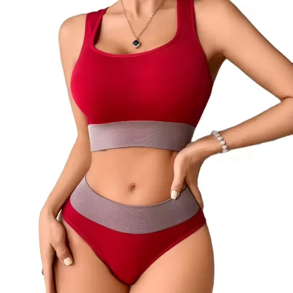 3 Colors U-Neck Strong Support Sexy Lingerie Set Seamless Push-Up Bra Middle Waist  Brief Underwear Set