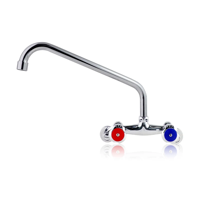 Modern Wall Mounted Kitchen Faucet Dual Switching Handle & Flexible Spout Brass Material Valve Core Basin Faucets