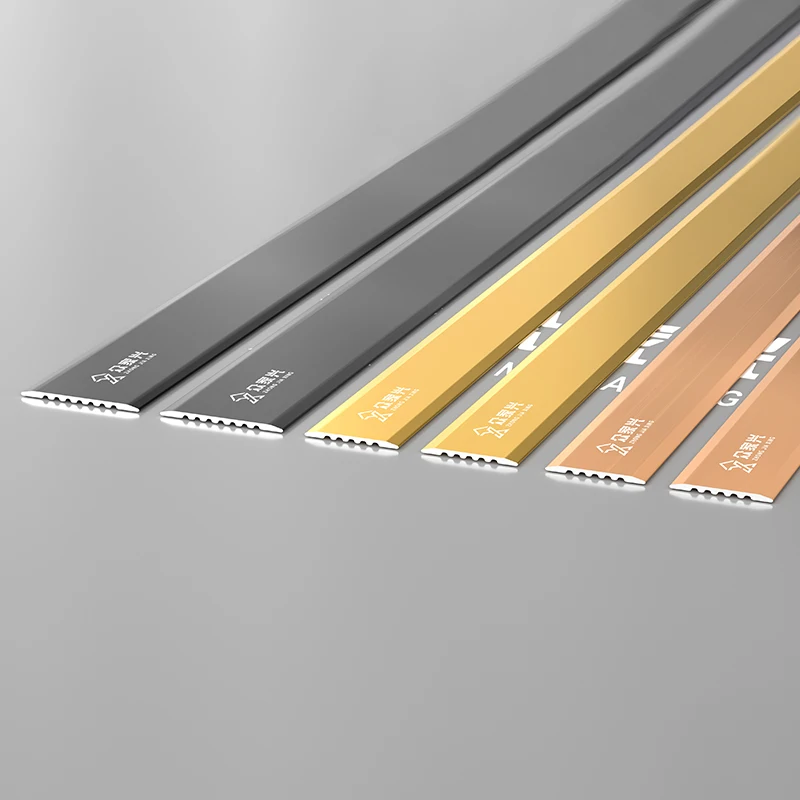 Aluminium Profile Gold Brushed Wall Adhesion Strip Transition Strips Flat Trim For Furniture Wall factory