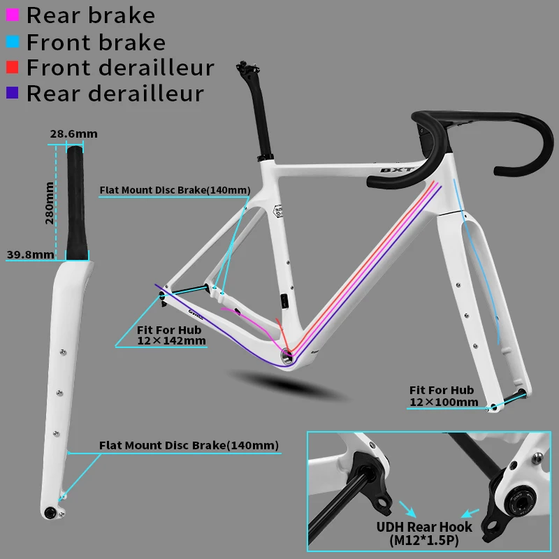 Guidon Gravel Carbone - Câble Caché - Tige Intégrée - 28,6/31,8 Mm - Vélo Route