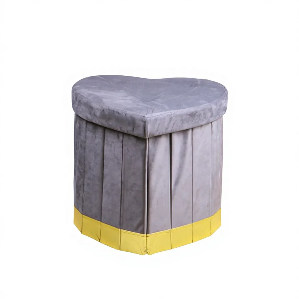 Factory Wholesale Modern Customizable Foldable  Durable Space Saving Heart Shape Velvet Storage Stool Living Room
