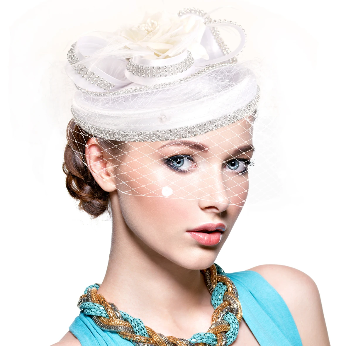 Fascinators Hat for Ladies Church Derby Hats Wedding Hats Veil