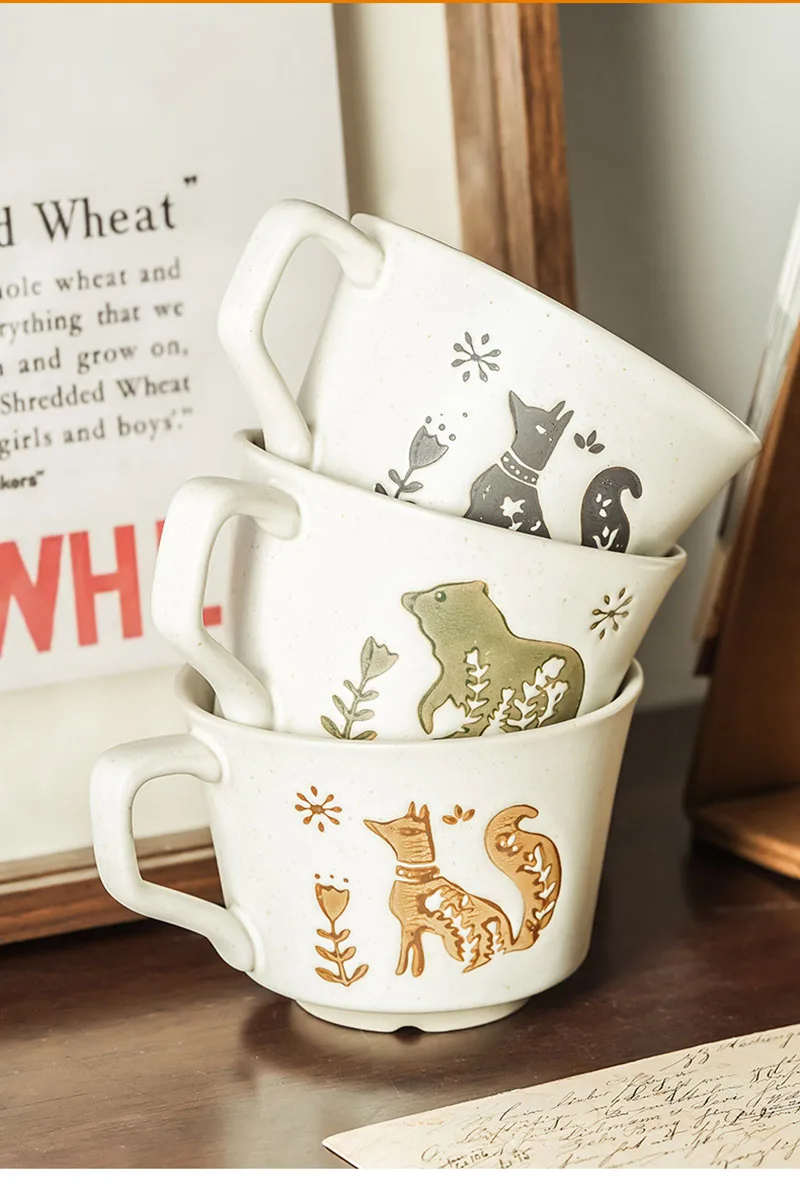 Japanese Coarse Pottery Embossed Animal Mug Retro Creative Coffee Mug Buy Embossed Animal