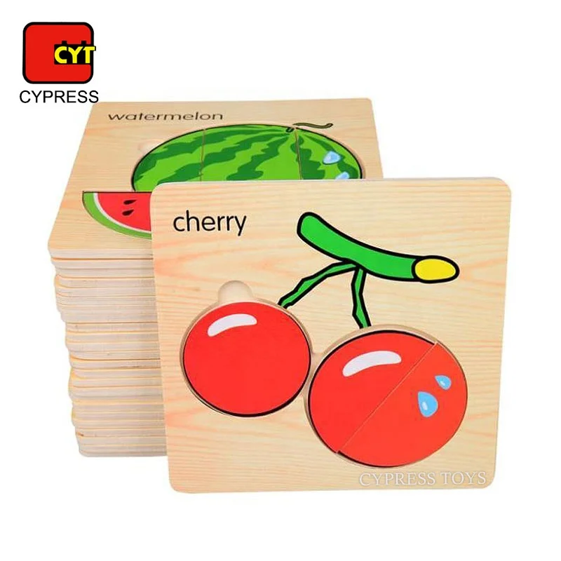 Дешевые деревянные пазлы для детей Деревянные игрушки из фруктов Детские развивающие игрушки