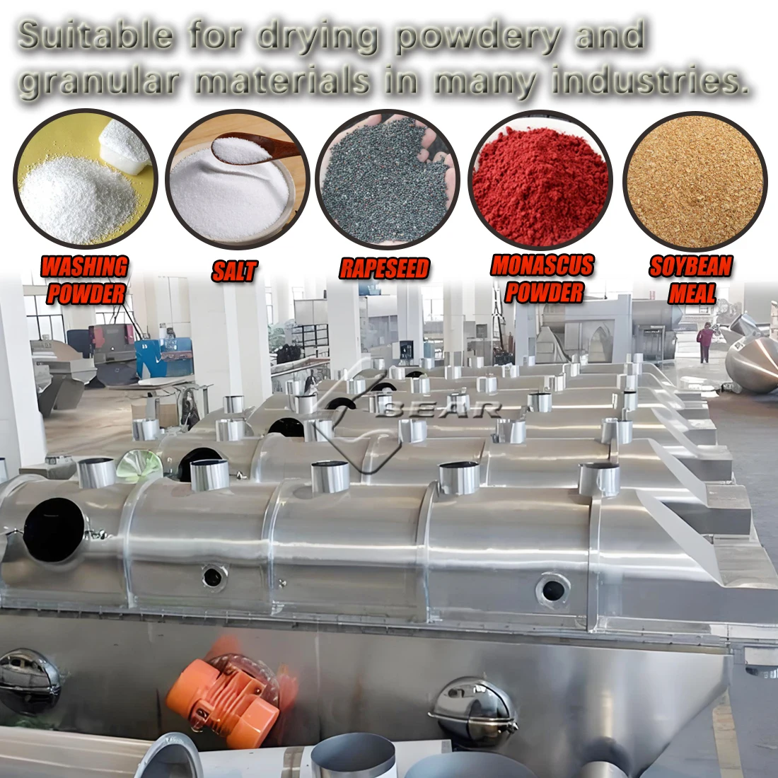 Spices and Condiments Vibrating Fluidized Bed MSG White Sugar Vibrating Fluidized Bed Salt Dryer