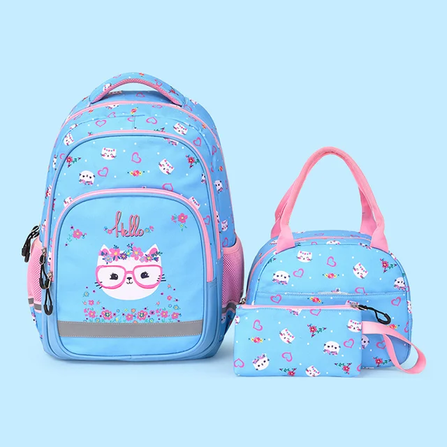 OEM Cute School Bags 3 in 1 sets Factory Custom Logo Cartoon Kids Backpacks Thermal Lunch Box Pencil Bag Sets For Boys n Girls