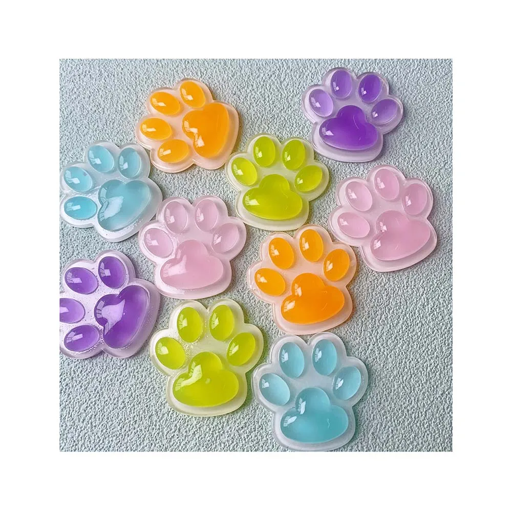 Vente chaude 100 pièces résine chat pattes Slime breloques Kawaii mignon bonbons Animal empreinte Flatback Slime perles pour bricolage artisanat faisant