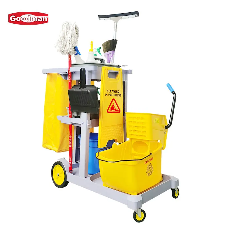 Commercial Multifunctional Janiror Equipment Hotel Hospital Cleaning Room Service Plastic Maid Trolley Housekeeping Cart details