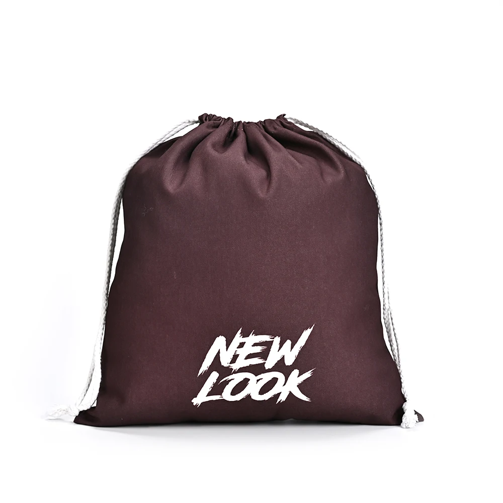 Black Drawstring Gift Bag Custom Logo Printed Reusable Sports Backpack Foldable Cotton Backpack School Outdoor Bag manufacture