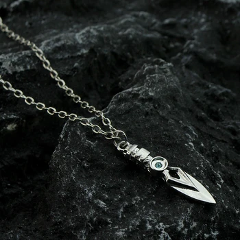 Game Valorant Necklace Jett Cosplay Unisex Blade Storm Knife Blue Crystal  Pendant Choker Fashion Jewelry Accessories Toy Gifts