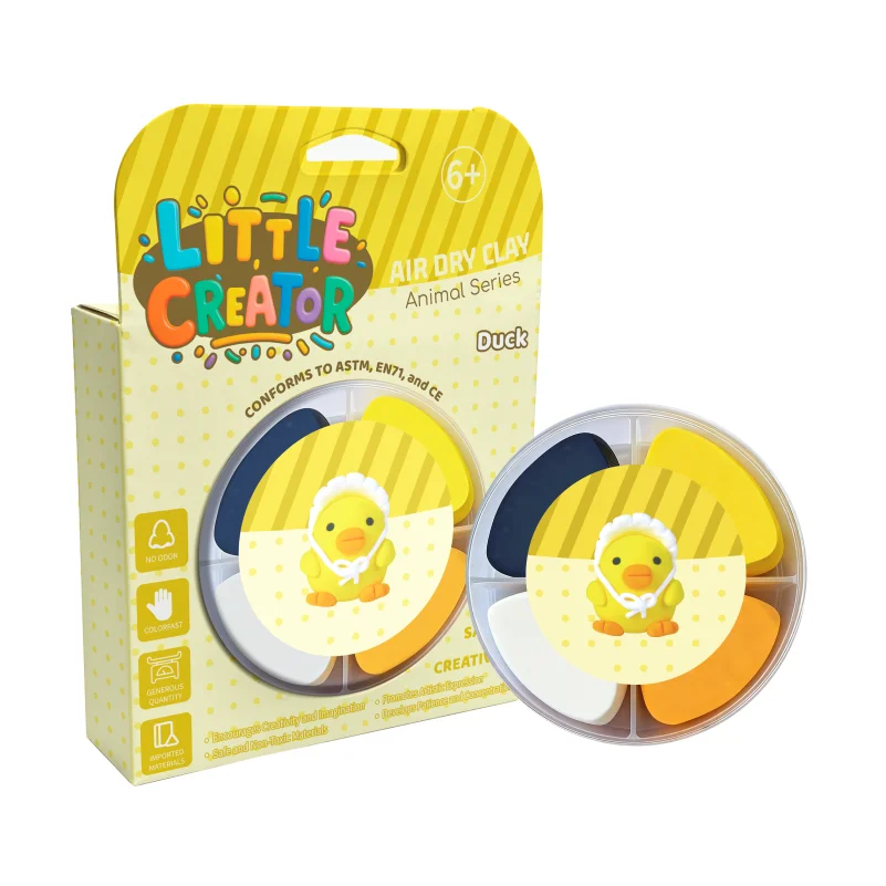超軽量・ベタつかない4色エアドライクレイ（空気乾燥粘土）― 動物モチーフの造型用クレイ。子供向け家庭DIY・幼稚園手工芸プロジェクトに最適