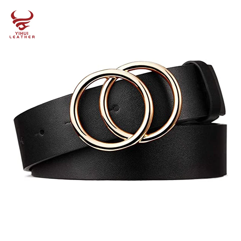 2022 Fashion Ladies Jeans Double O-Ring Buckle Girls Genuine