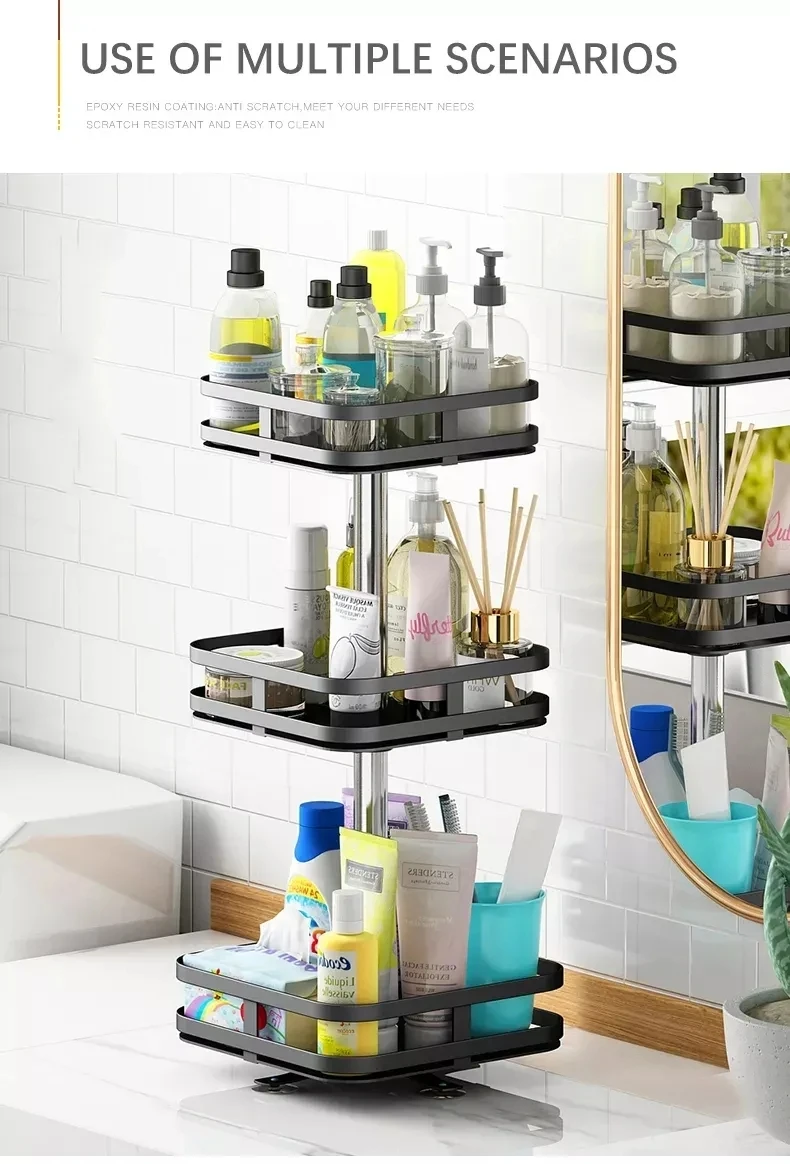 Kitchen Rotating Sundries Storage Shelves Rack Multi Layer Basket Spice ...