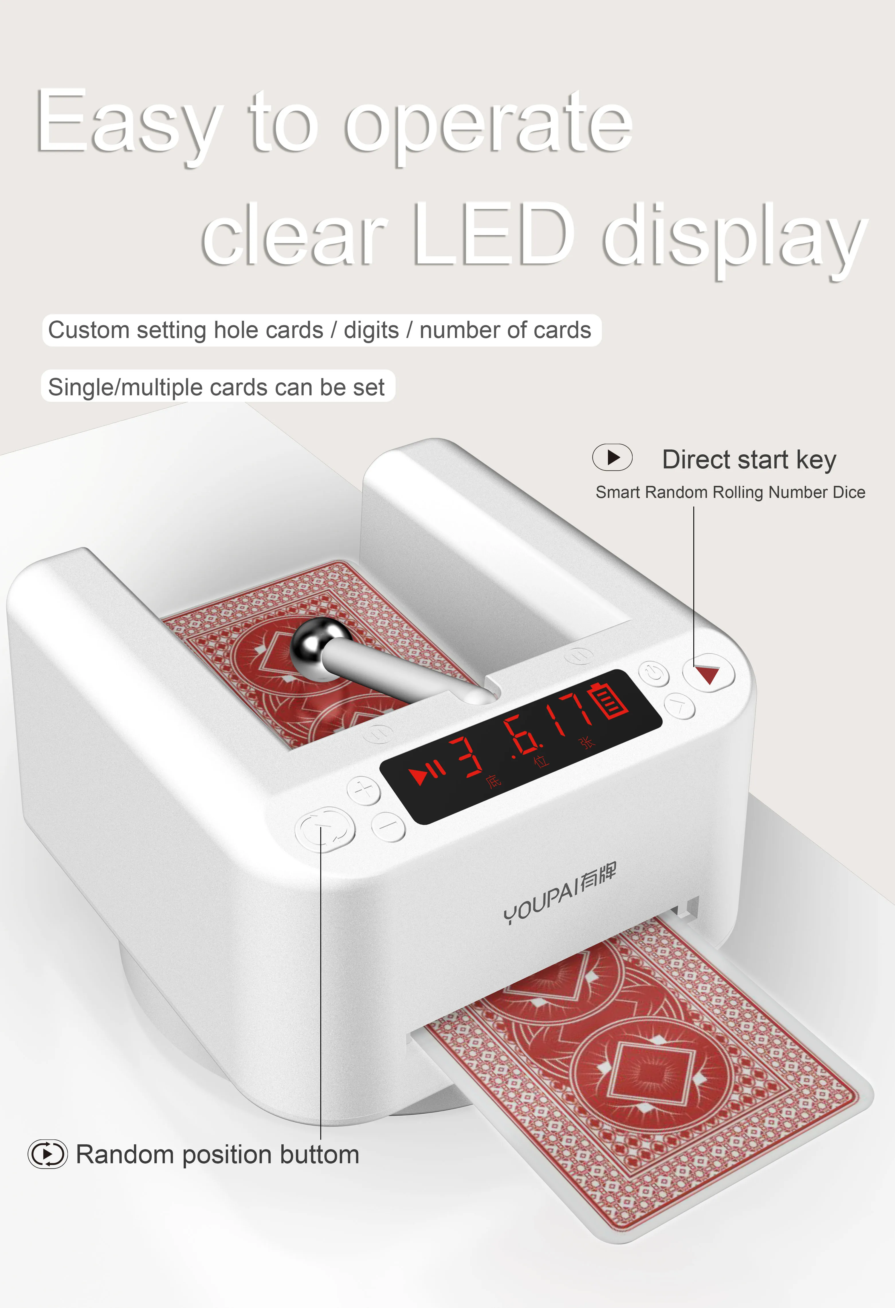 Easy To Carry Automatic Card Dealer Machine On Poker Table Top Distributing Poker Plaques For