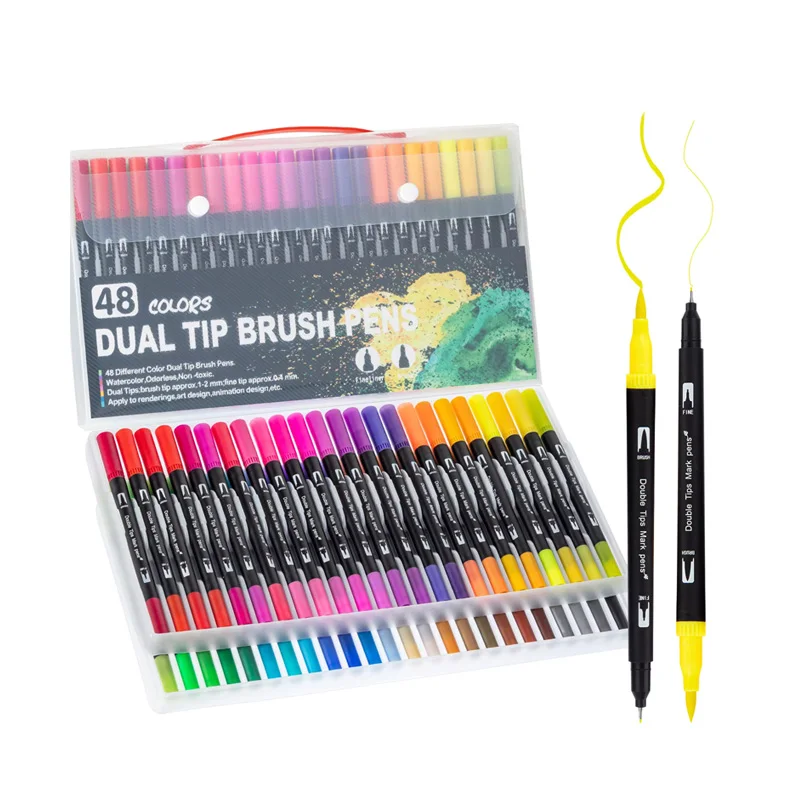 120 Color Mixing Double Head Fineliner Brush Markers Set