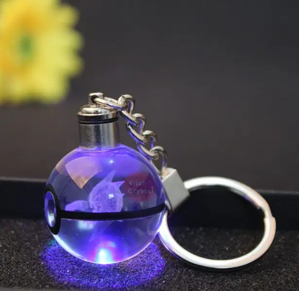 LED Light Poke Go Ball Crystal Poke Ball Keychains