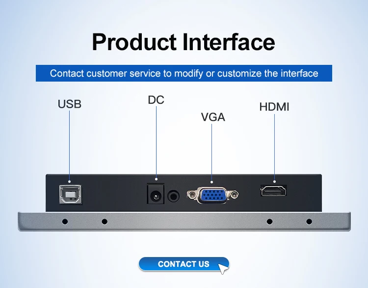 Hot Sale Industrial Desktop Full HD Business PC Monitor 7 Inch Touch Screen IPS Panel LED LCD VGA HD-Mi