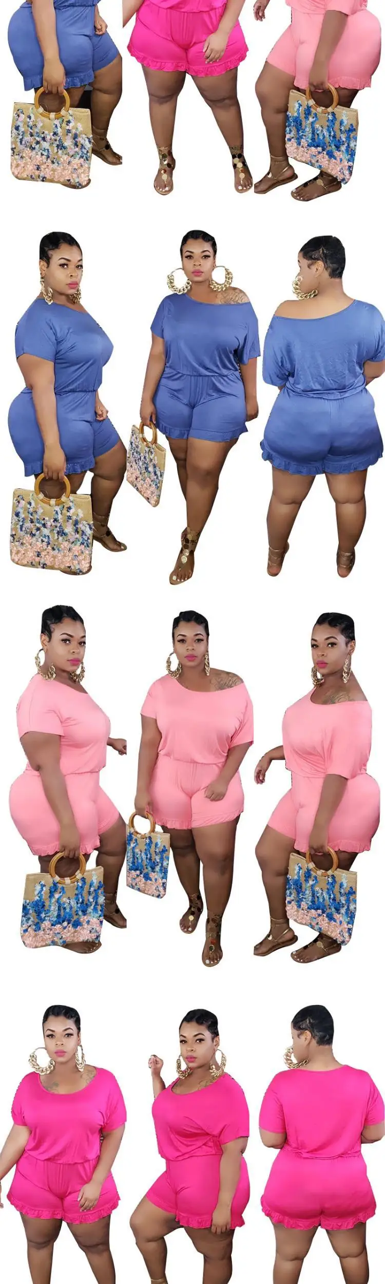 Big yards dress Plus size women's clothing pure color code over size casual jumpsuits