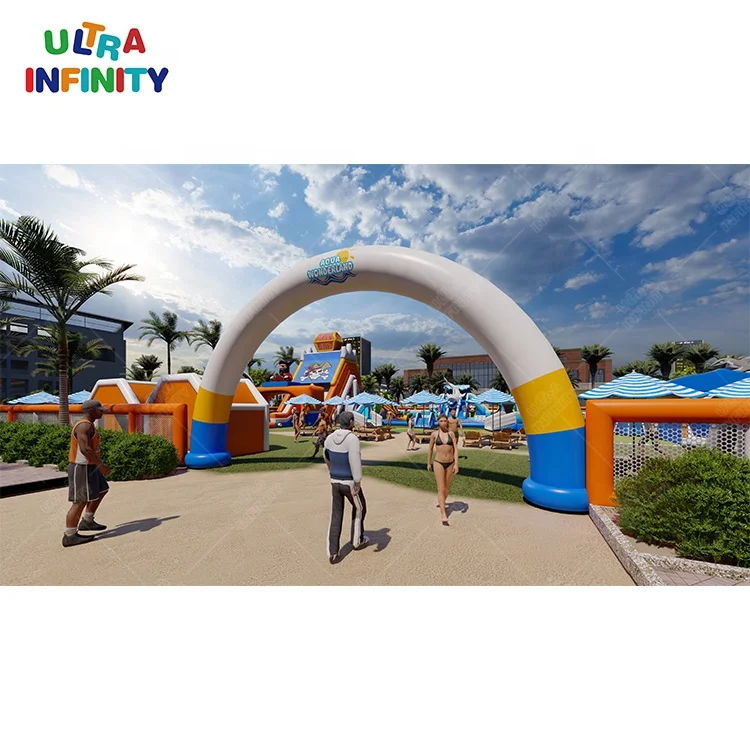 Outdoor Customized Large Pool Inflatable Water Amusement Park Commercial Mobile Land Park Inflatable for Kids and Adults