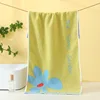 Blue flower towel, green