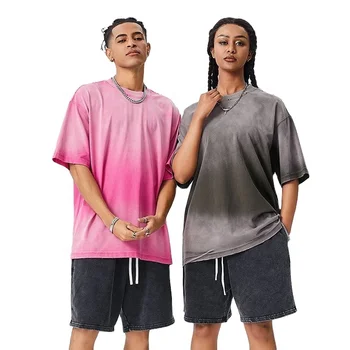 OEM/ODM Men's Acid Wash Printing Vintage Street Wear Oversize T-Shirts Knitted Fabric Blank Design Acid Washed Color Tee shirt