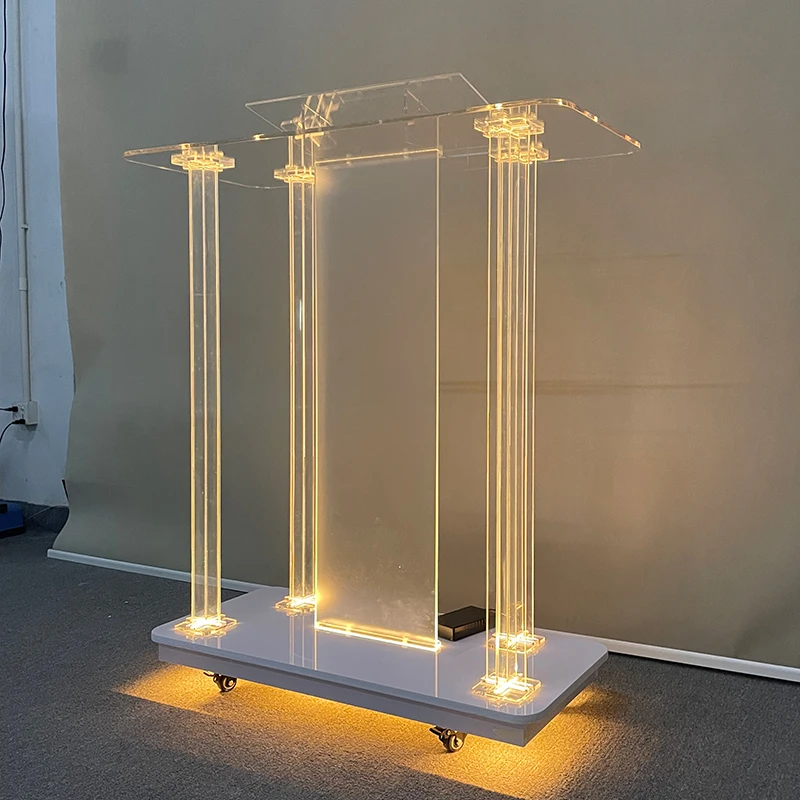 Podium Line Led Custom Design Cheap Modern LED Light Acrylic Glass Podiums for Church