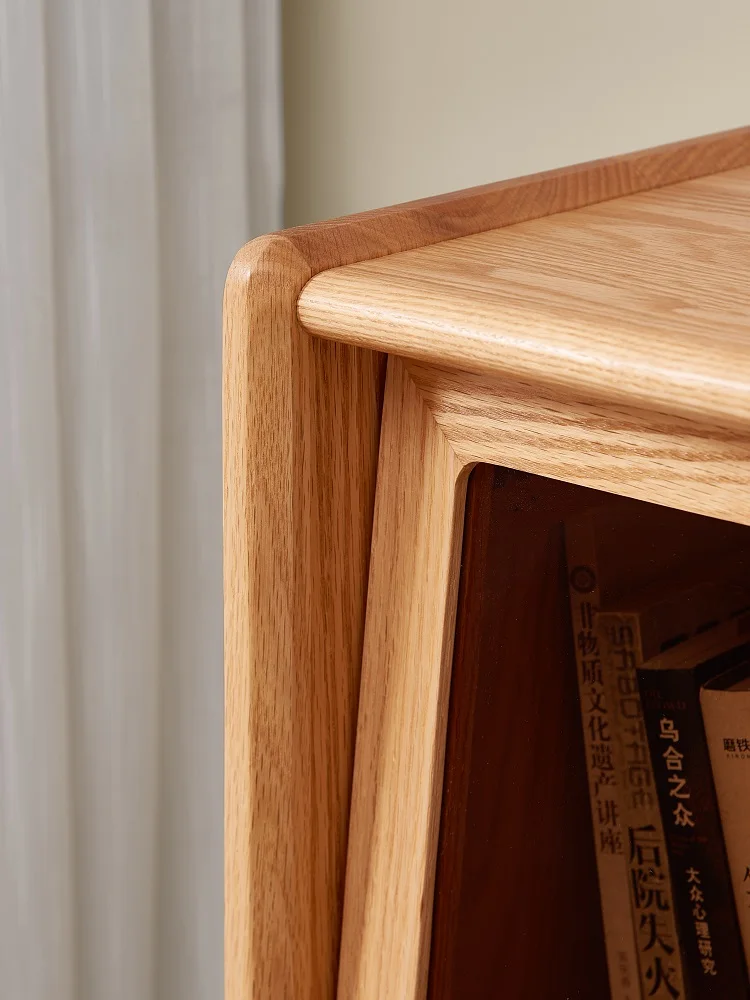 L3101 Nordic Style Living Room Furniture Solid Oak Wood TV Side Cabinet with 2 Drawers and 2 Flip Doors