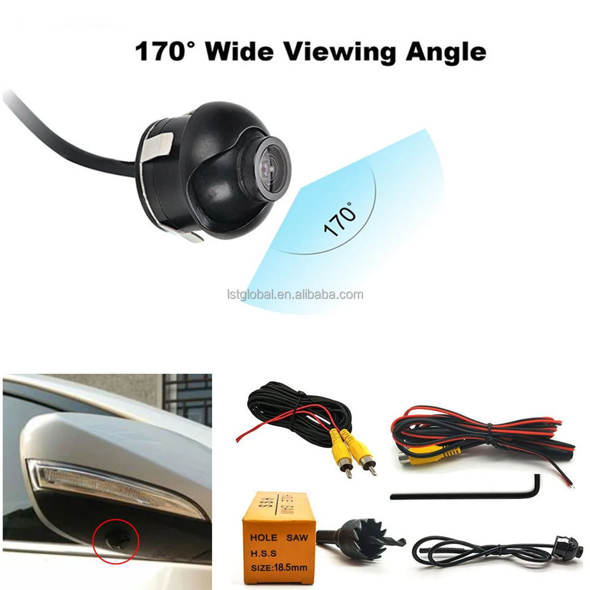 Small Reverse Camera Rear Panel Rear Cam Waterproof Backup Reversing Camera 18.5mm HD 170 Degree Wide ...