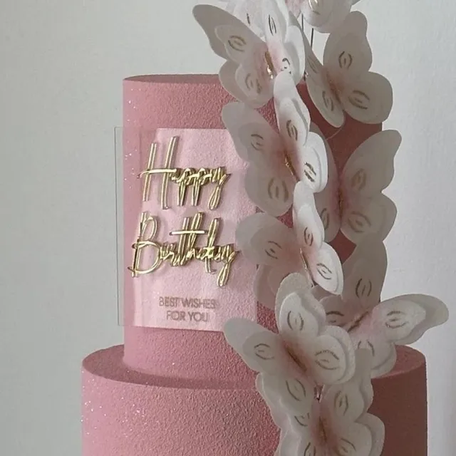 Rectangular transparent double layer happy birthday cake decoration acrylic birthday cake topper