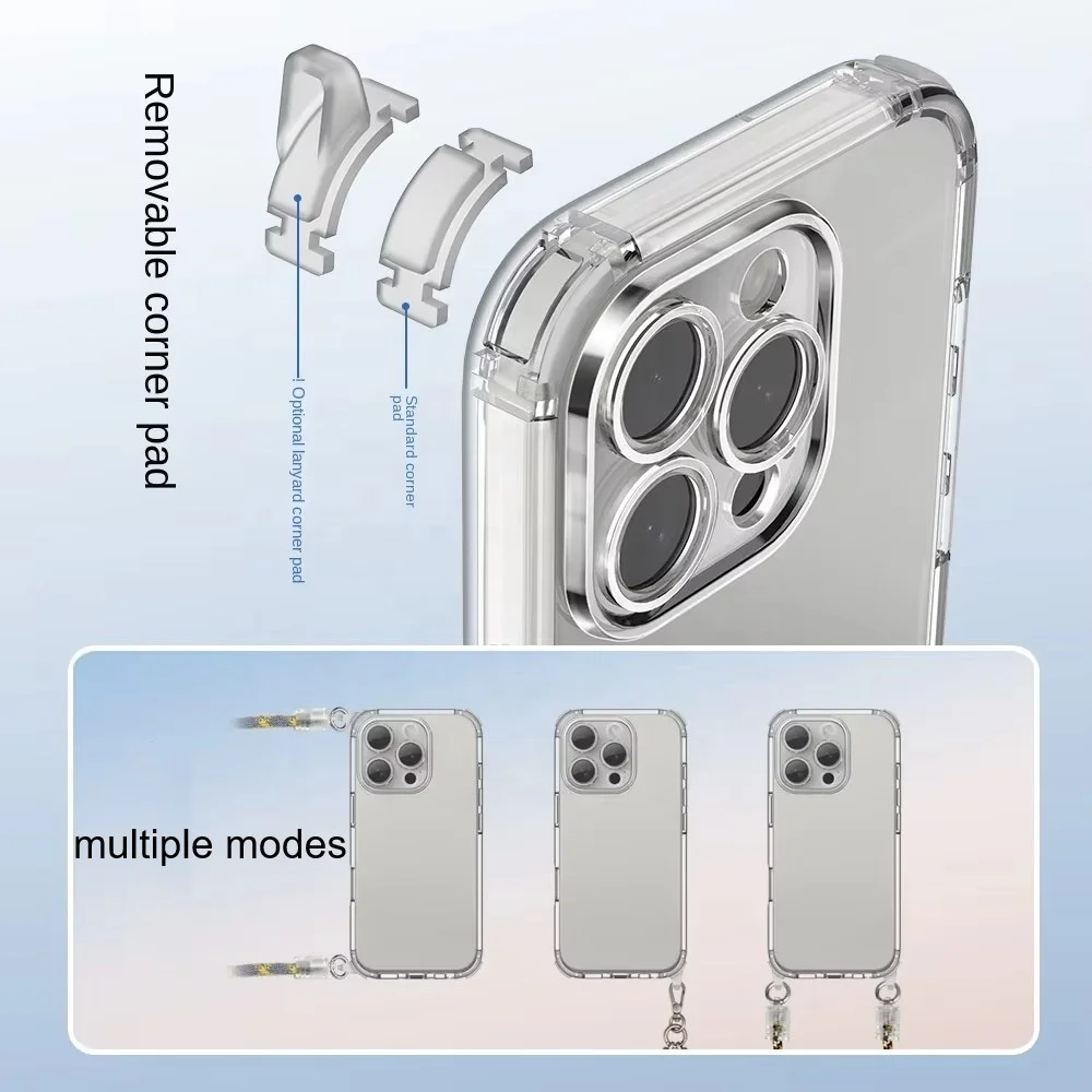 Sac bandoulière/bandoulière en TPU transparent moulé par injection, avec cordon détachable et ouverture aux quatre coins, antichoc, à monter soi-même._voghion.com