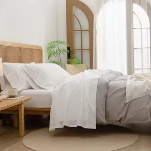 Luxury Oeko-tex Organic 100% 4 pcs Linen Bed Sheet Set Bedding Set Wholesale