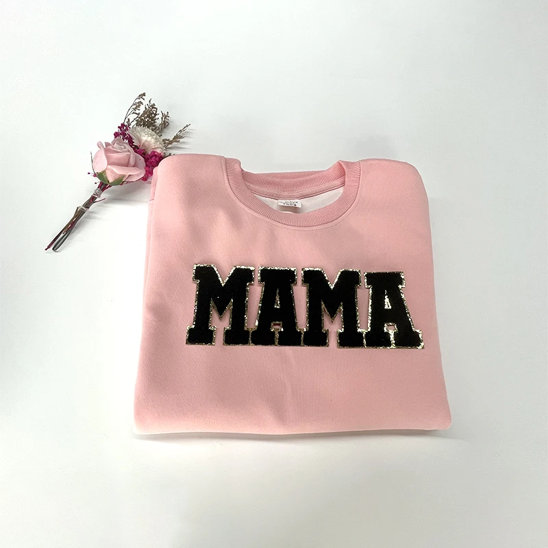 Custom Mama Chenille Patches Embroidery Iron On Glitter Letter Patches   H9906bf1528c24dd1898c385d8752d446y 