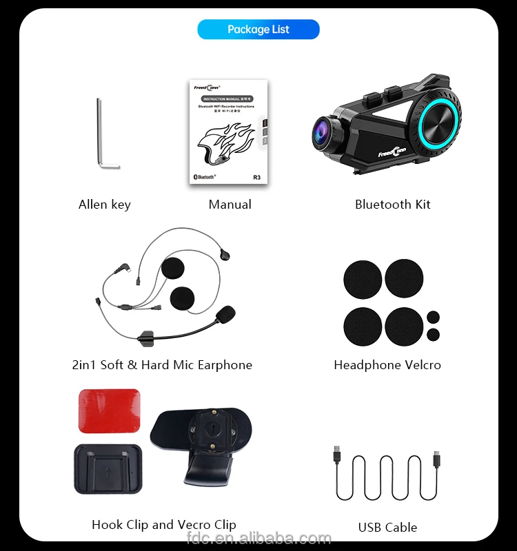 Freedconn R3 Pro with 2K Camera Recorder for Motorcycle Intercom